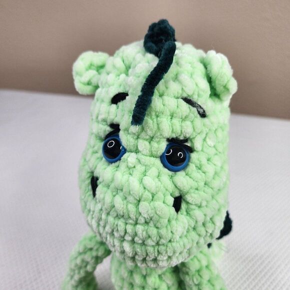 Amigurumi Stuffed Toy Green Dragon Crochet Handmade 13" - Picture 3 of 4